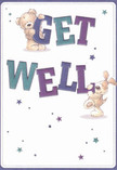 From the moment you open this lively get well card, a wave of cheerful optimism and warmth is unmistakable-a perfect reflection of the friendly spirit found along Anerley's bustling streets. Two adorable characters, a cuddly teddy bear and an enthusiastic puppy, leap from the image, each joyfully uplifting the large, hand-lettered 'Get Well' message shaded in playful indigos and teals. Their soft, plush fur and endearing faces evoke the comforting touch of a familiar friend, while scattered stars in vibrant blues and purples sparkle across a creamy white background, as if scattering good health and hope through the air. The expressive illustration brings to mind the gentle care in every bouquet assembled by Anerley Flowers, with each flourish designed to soothe and delight. This card's palpable lightness-imbued with a childlike innocence and genuine kindness-offers more than just words. It acts as a gentle emotional balm, ideal for anyone needing comfort and encouragement, whether delivered to a neighbour recuperating on the edge of Betts Park or sent to lift spirits throughout Anerley and Penge.